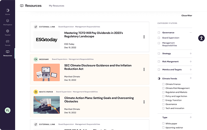 Organize resources relevant to your climate priorities
