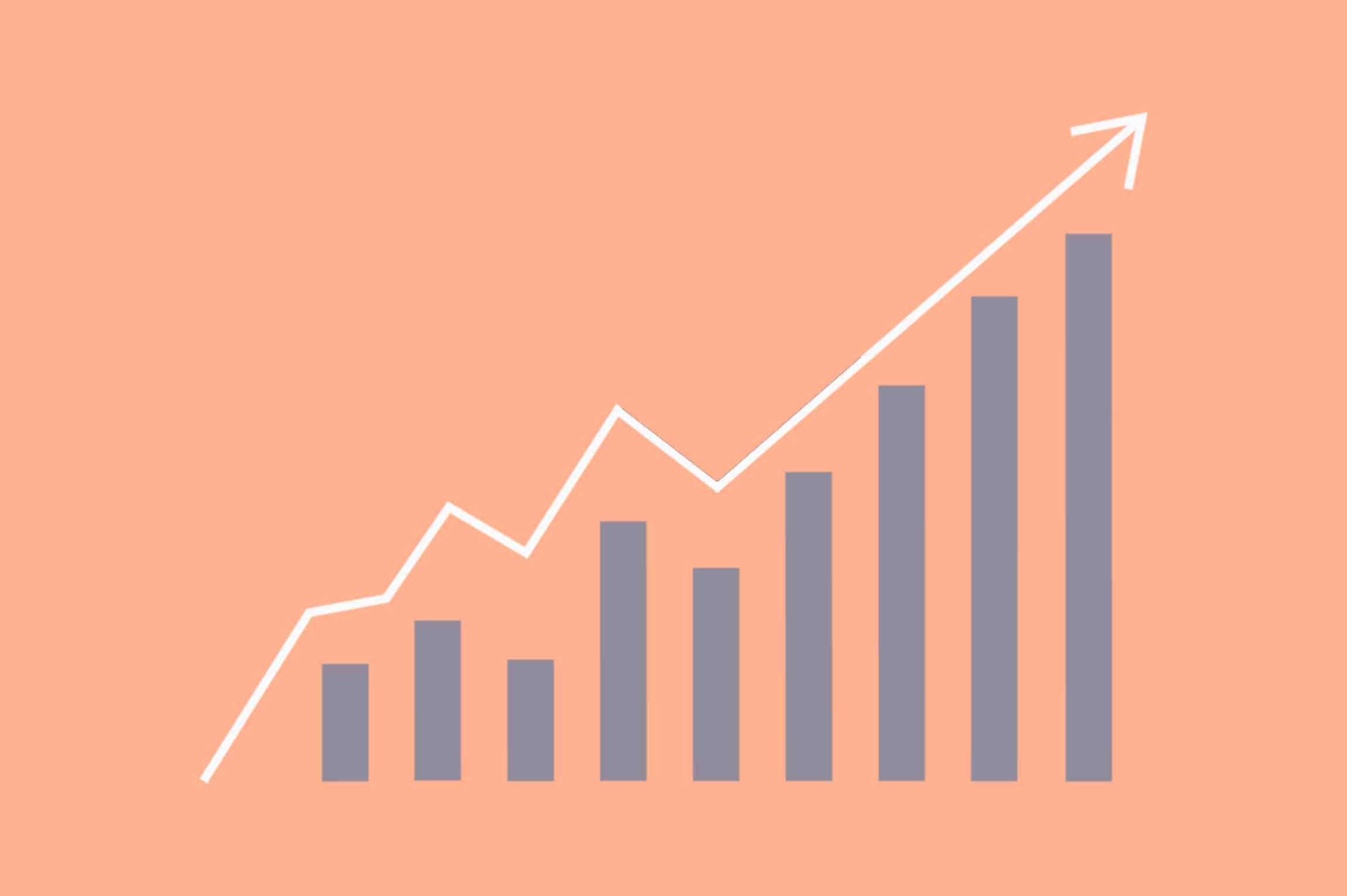 An arrow pointing upward, with text overlay discussing the positive trends in addressing climate change.