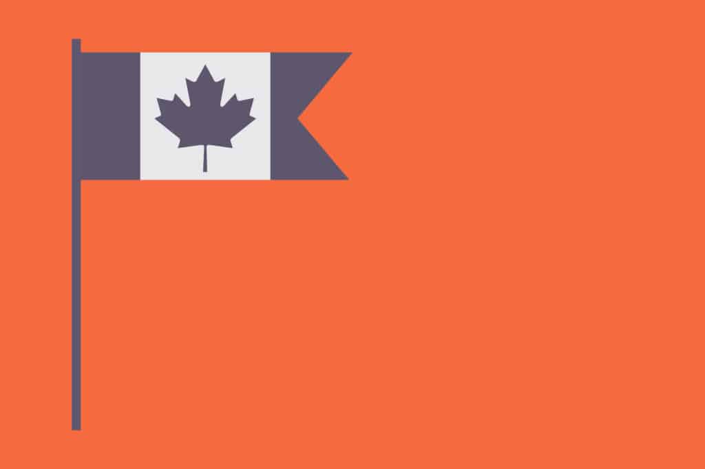 The Canadian flag, in an orange background