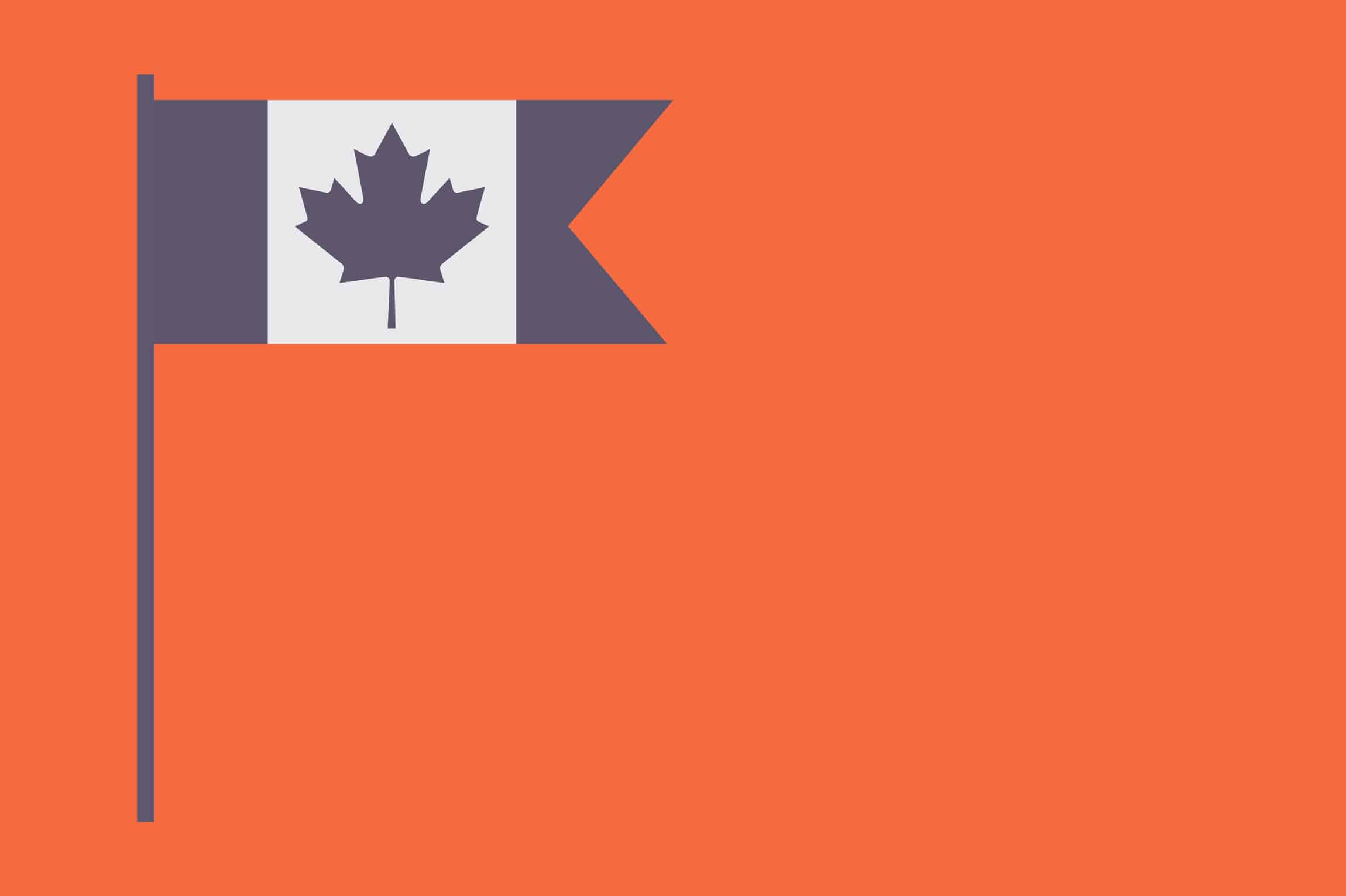 The Canadian flag, in an orange background