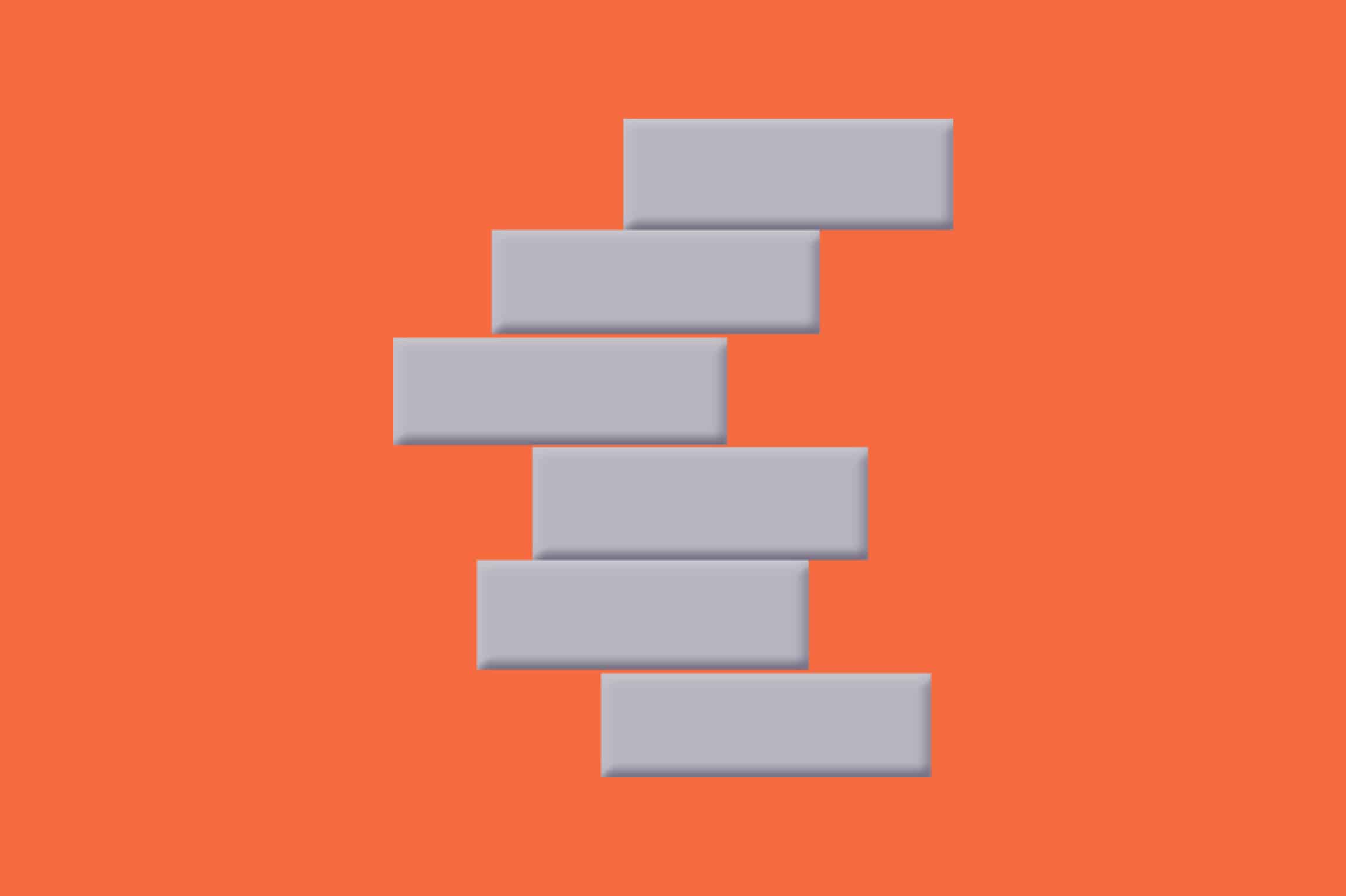 A stack of white blocks with orange background