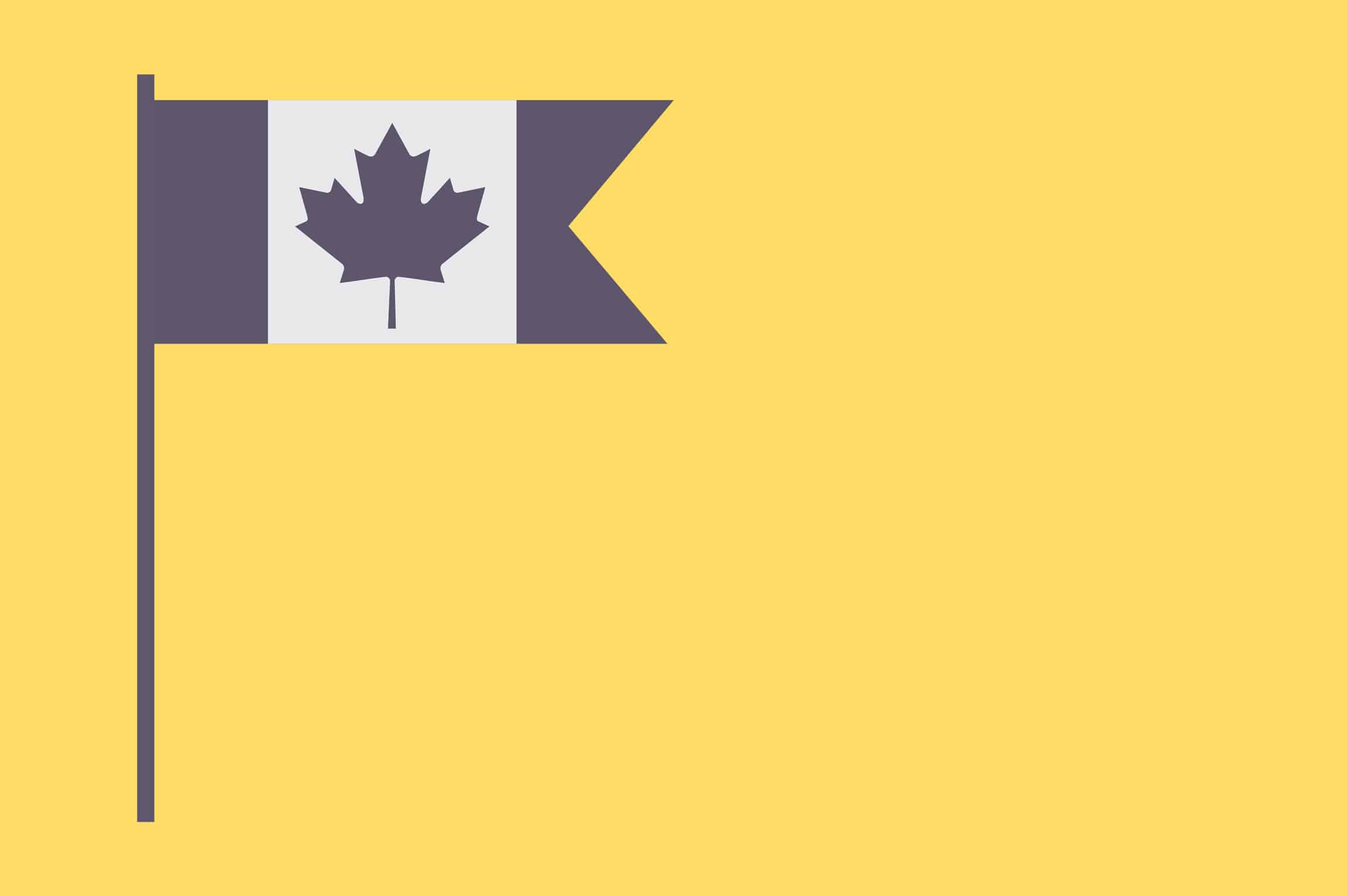 Canadian flag with a yellow background