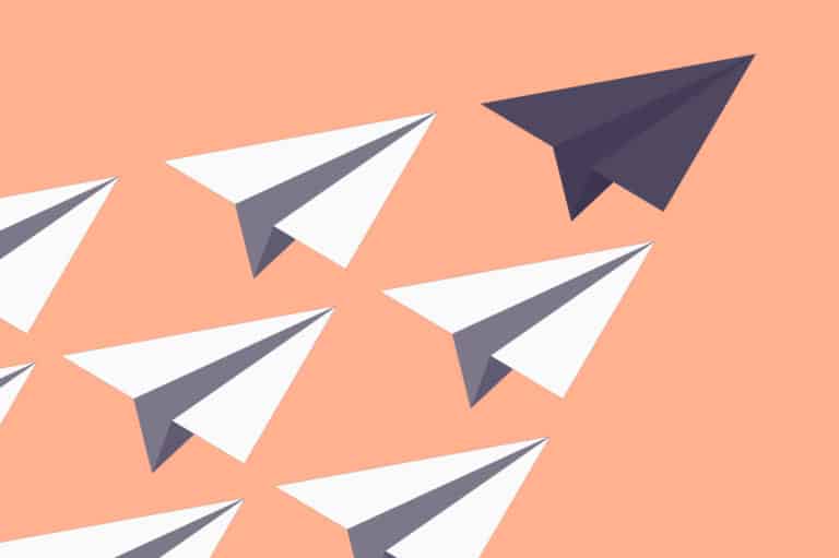 Paper planes moving upwards