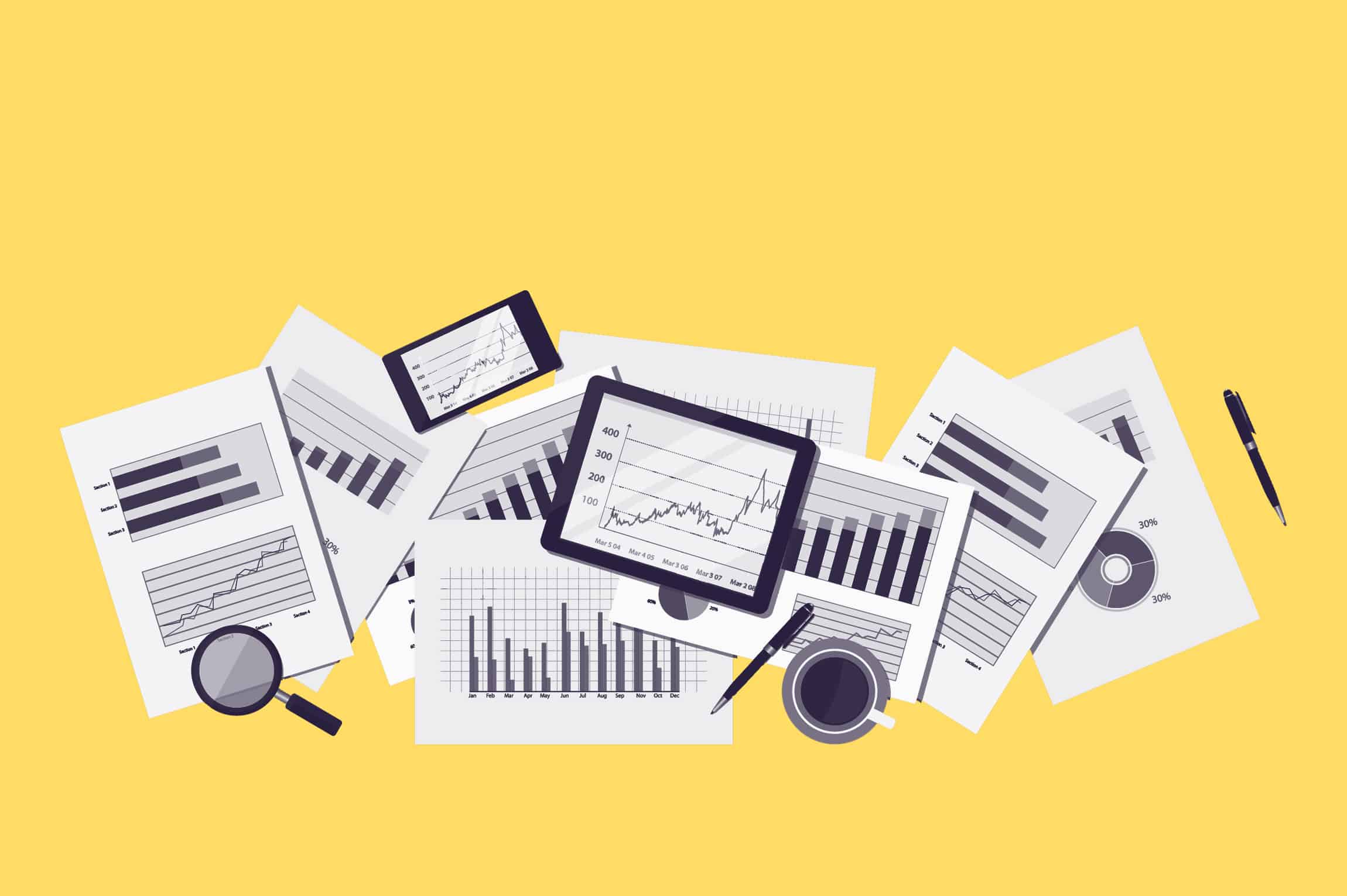 paperwork graphs yellow