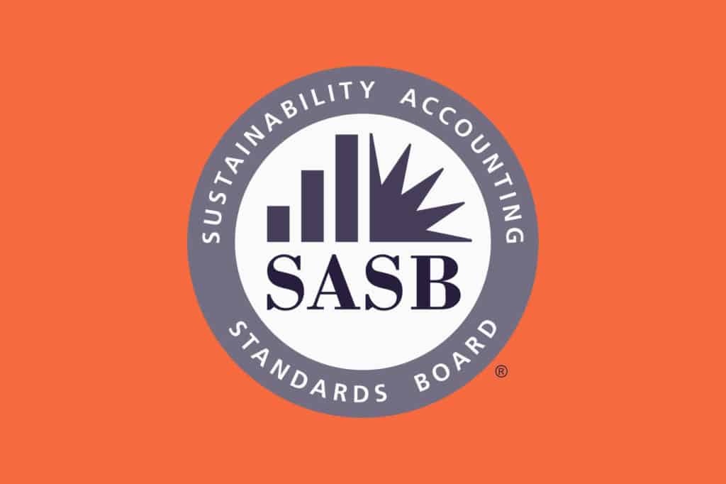 A logo for the Sustainability Accounting Standards Board (SASB), in orange