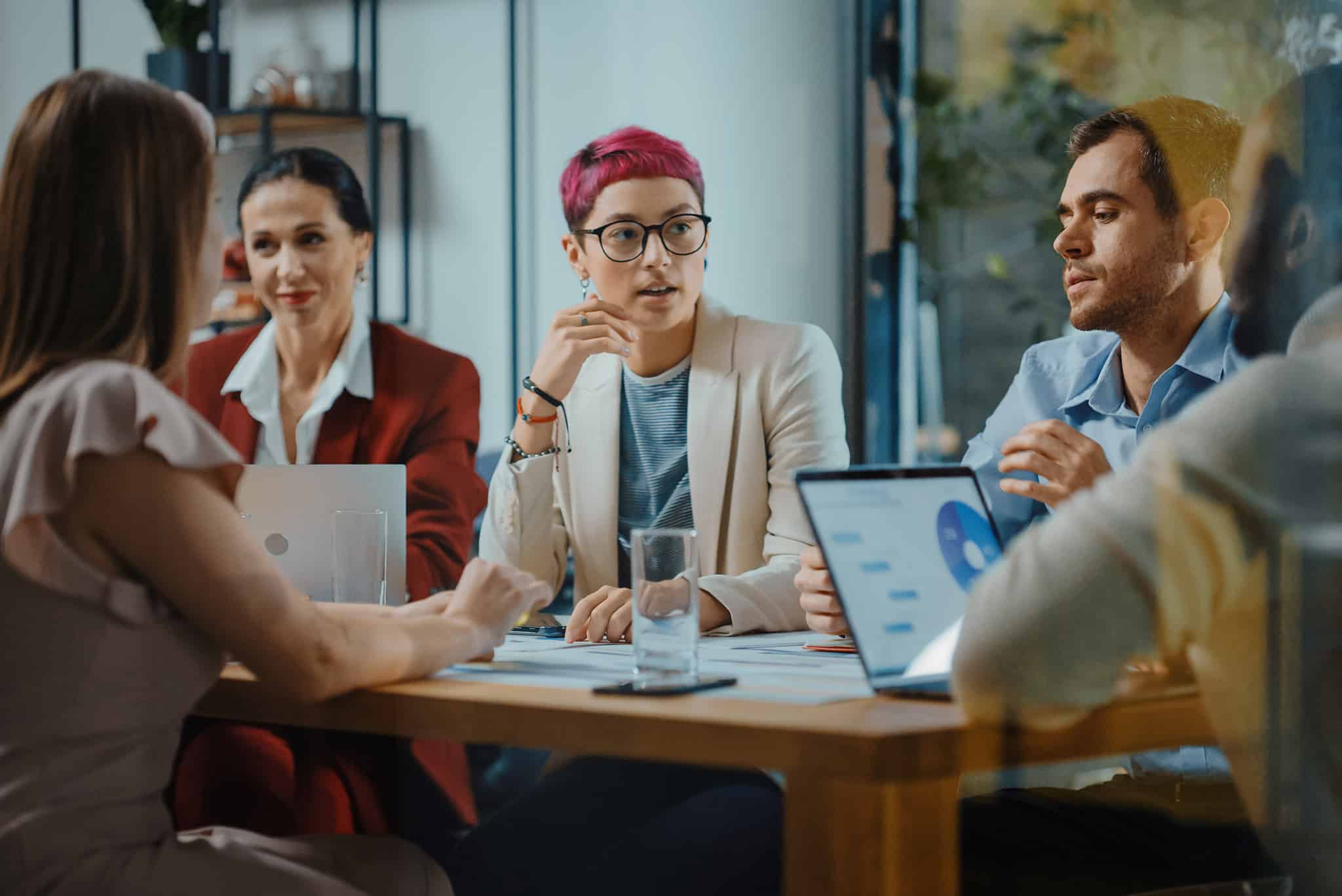 Office meeting in conference room