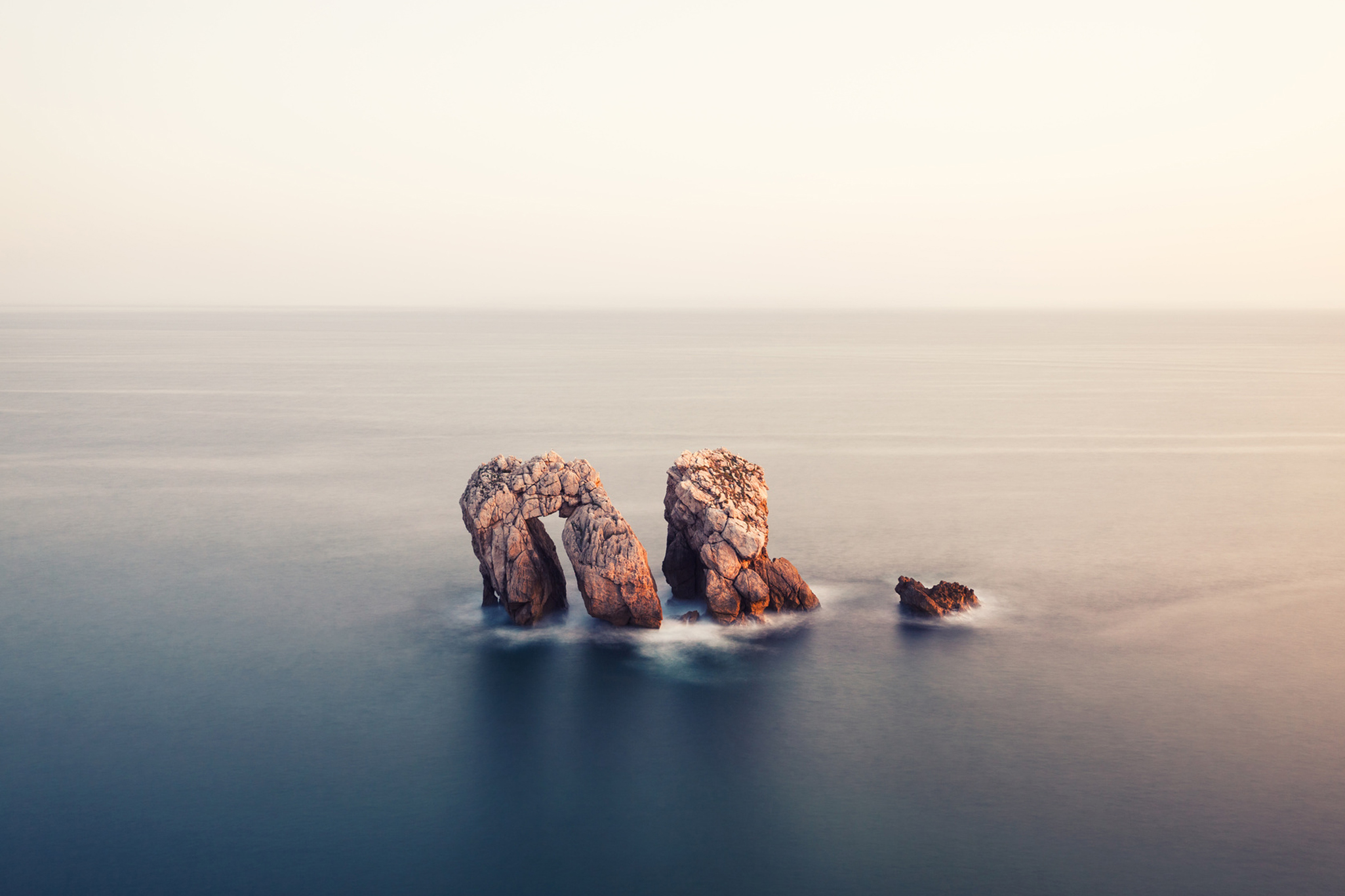 Rock formations in the middle of the sea.
