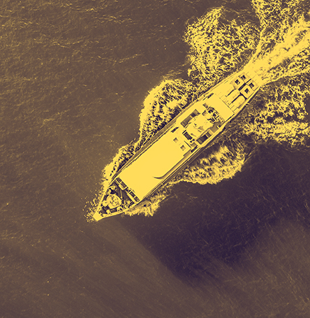 Top view of a ship at the sea