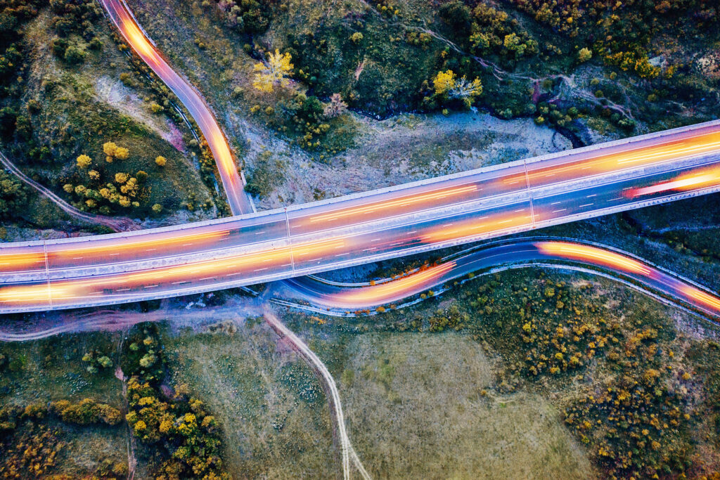 Aerial view of highway.