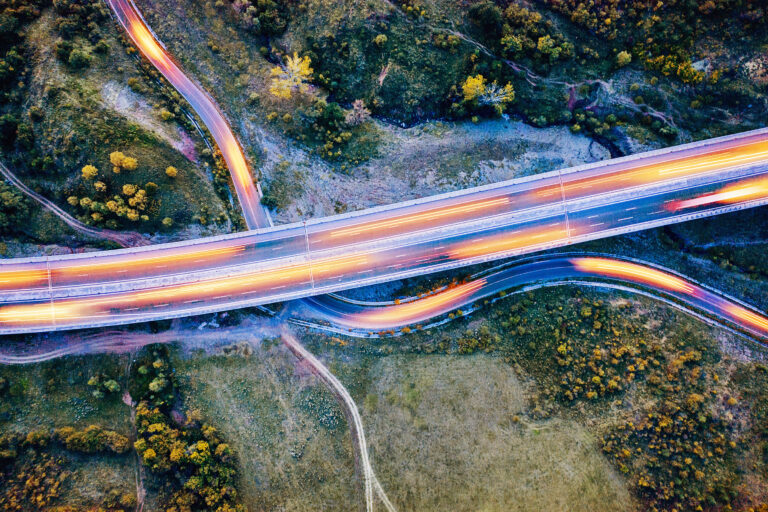 Aerial view of highway.