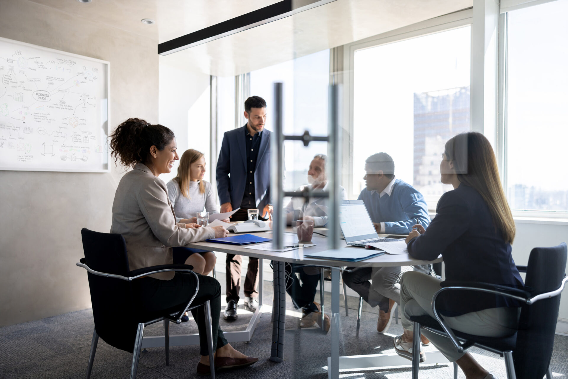 Corporate employees in boardroom