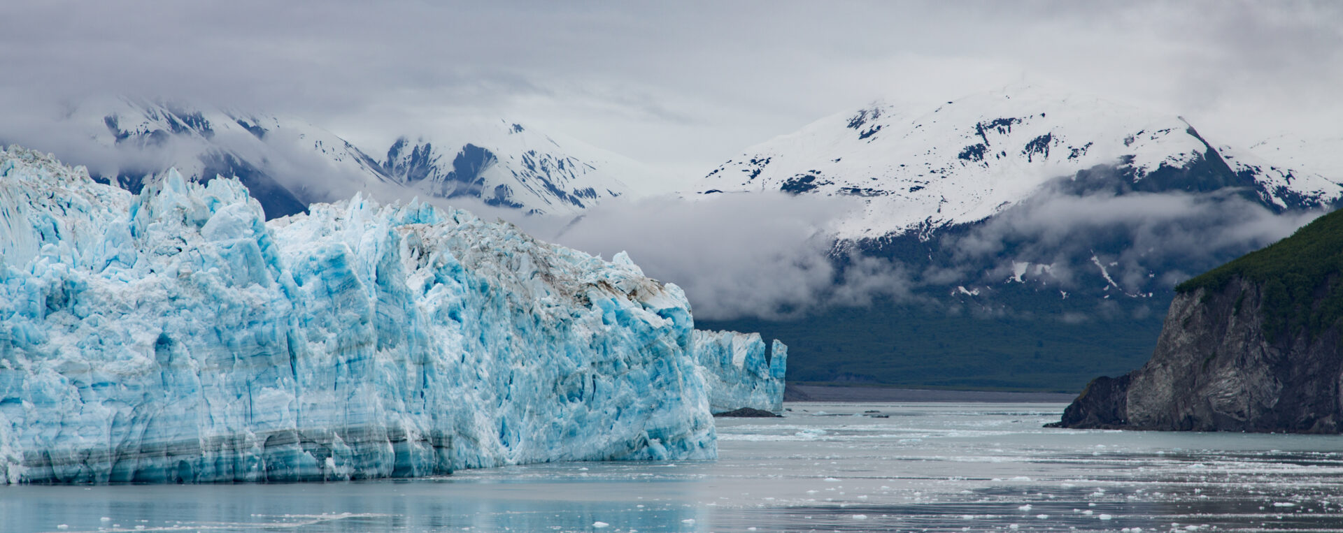 Hubbard Glacier in Alaska under Cloudy Skies