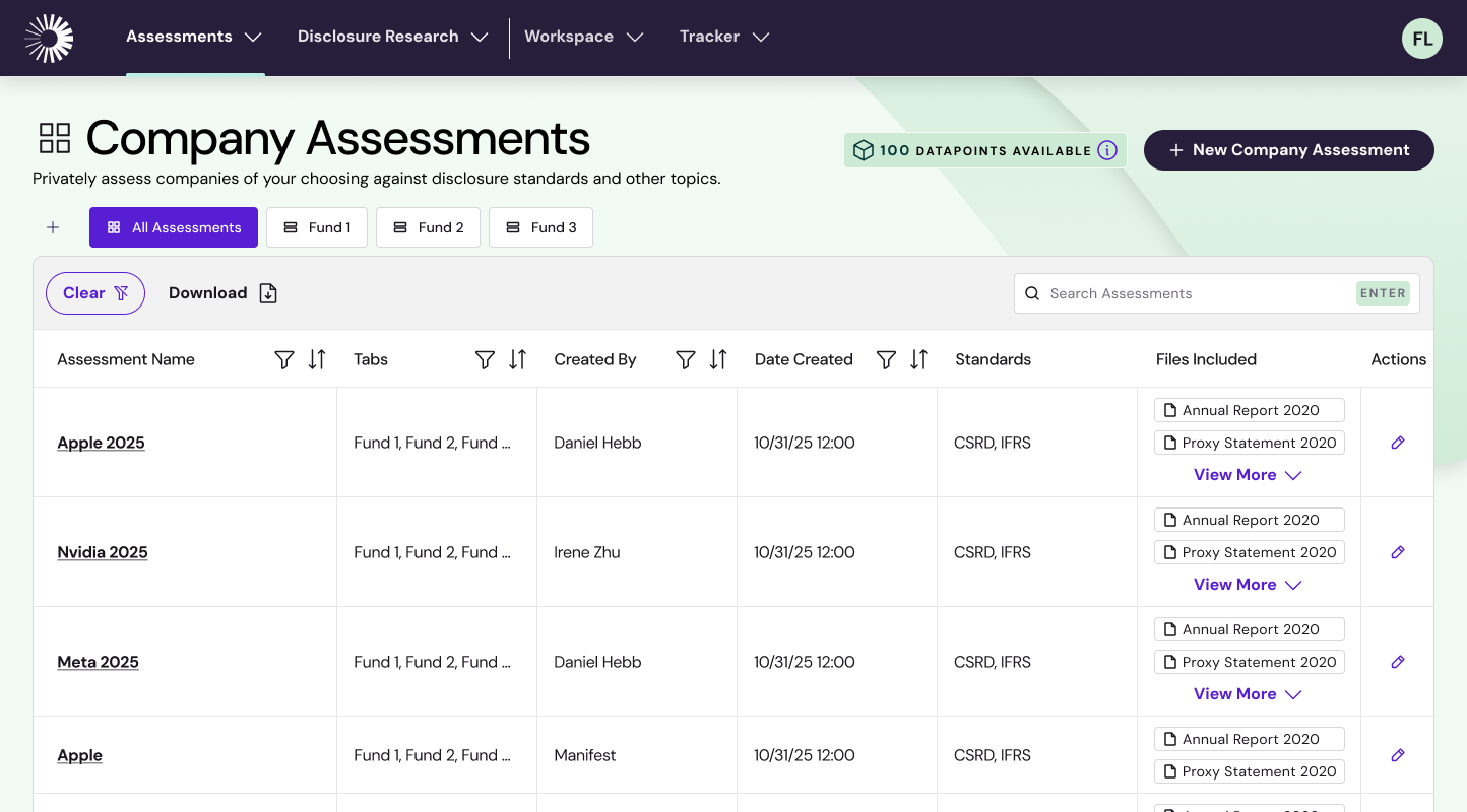 Assessments - All one page